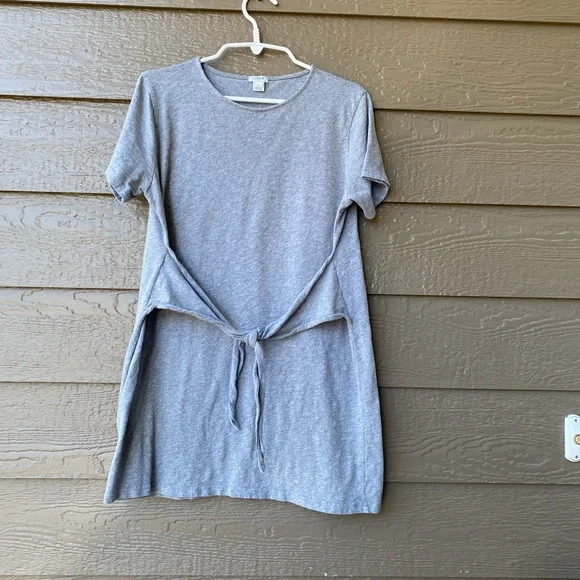 j crew tee shirt dress New J Crew Women Black Beige Striped Cotton Midi T-shirt Dress S with Side  Slit